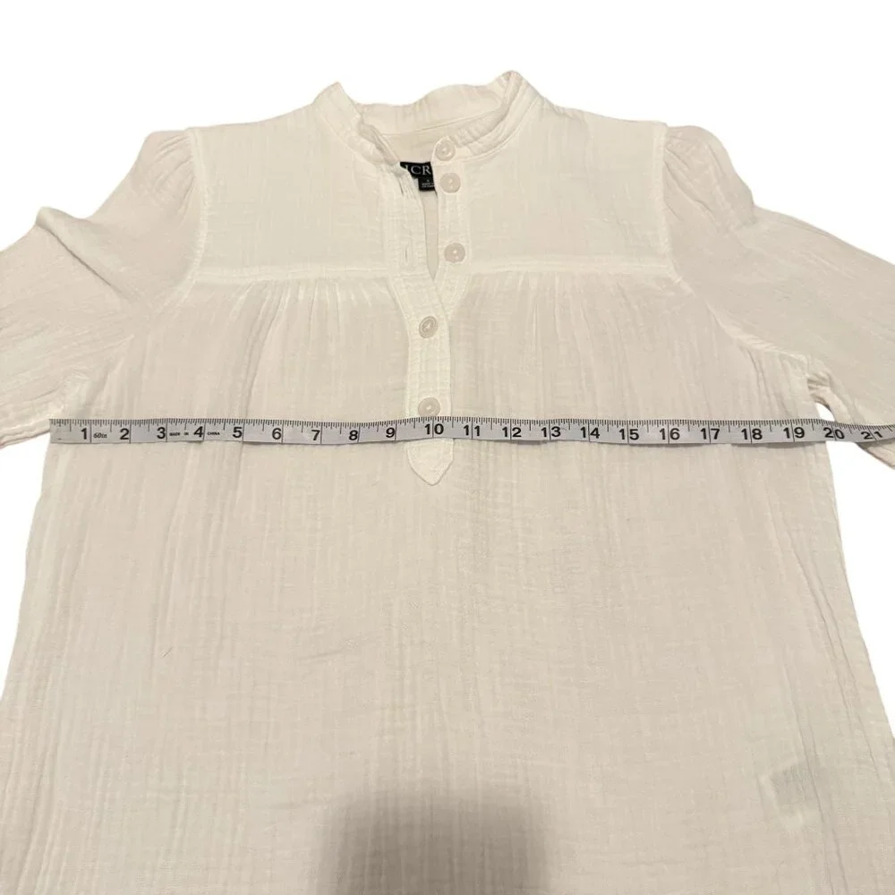 J. Crew Women's White Fresco Soft Gauze Long Sleeve Size S - Picture 9 of 11